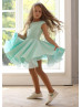 Mint Satin Open Back Flower Girl Dress